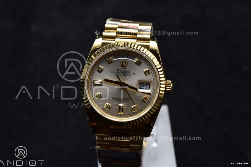 Square President on 36 DayDate Silver Steel Edition Comfortable Weight) (Gain 702 Best Dial YG with Bracelet vr3255 Diamond 904L V5 QF 1027